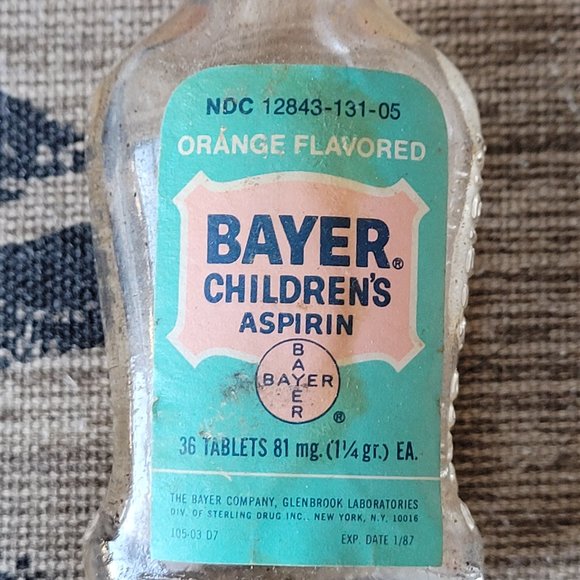 COPY - Vintage Bayer Children's Aspirin Glass Bottle - Picture 3 of 6